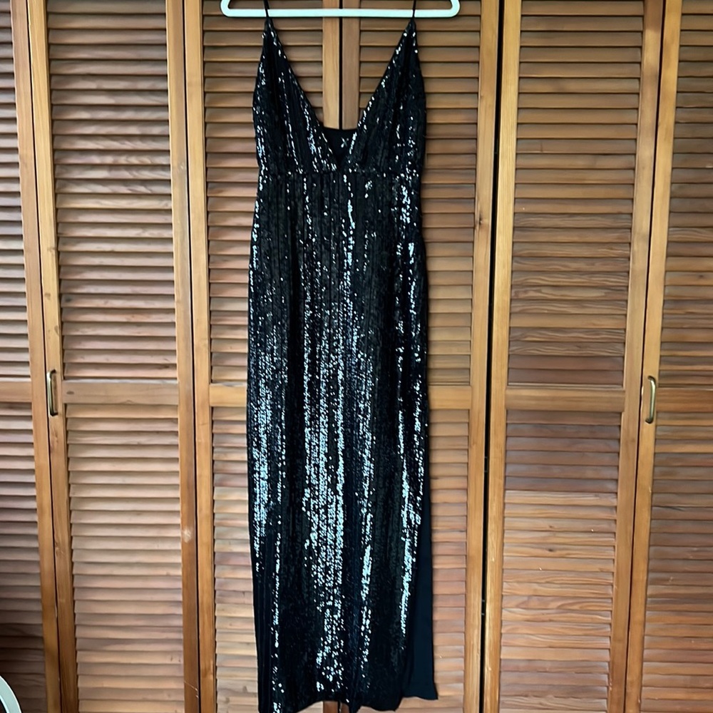 X by nbd long sequined gown